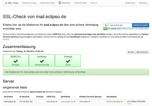 SSL-Mailserver-Check von mail.eclipso.de SSL-Mailserver-Check